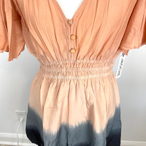 St. Roche Monarch Silk Dip Dye Mini Dress In Praline Wild Rose Black Size 10 New - Picture 4 of 15